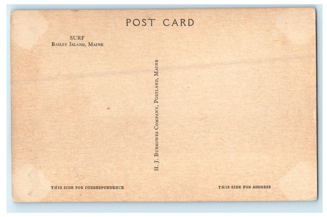 c1930's Beach Rock Surf Bailey Island Maine ME Unposted Vintage Postcard