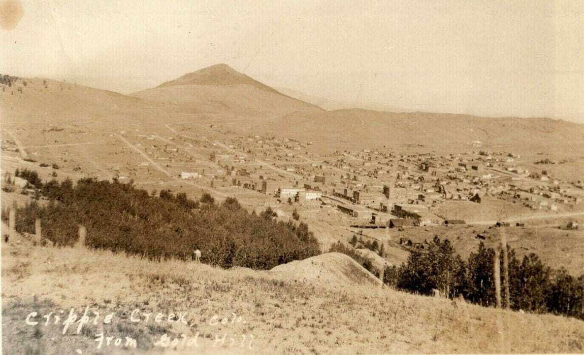 1937 Cripple Creek From Gold Hill Colorado CO Posted RPPC Photo Postcard