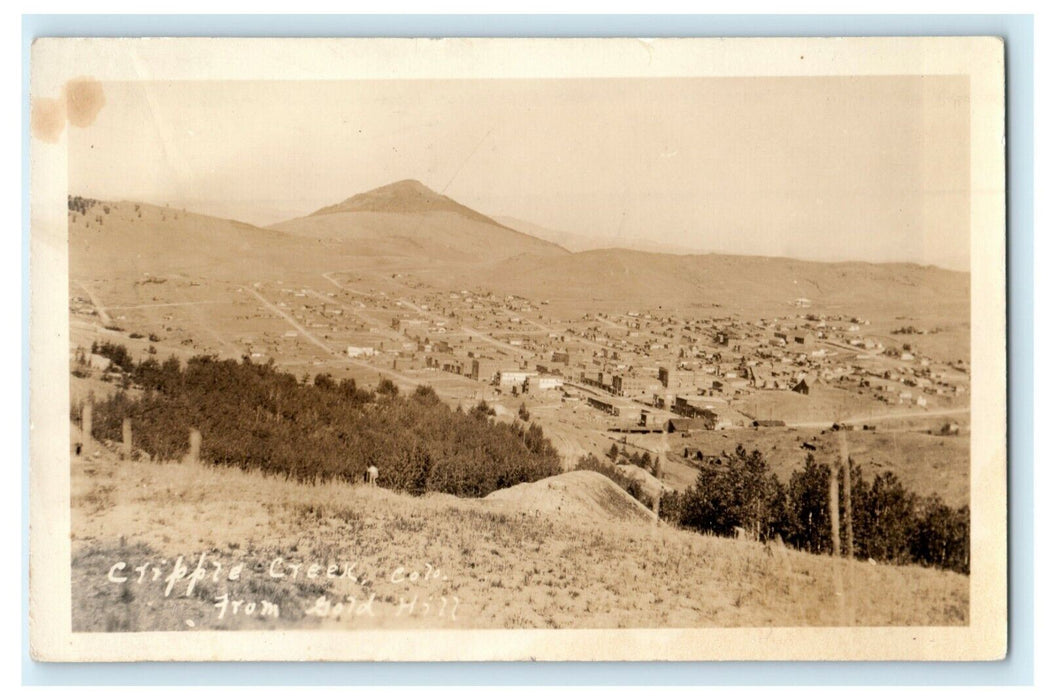 1937 Cripple Creek From Gold Hill Colorado CO Posted RPPC Photo Postcard