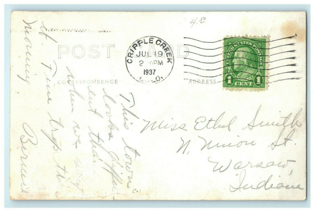 1937 Cripple Creek From Gold Hill Colorado CO Posted RPPC Photo Postcard