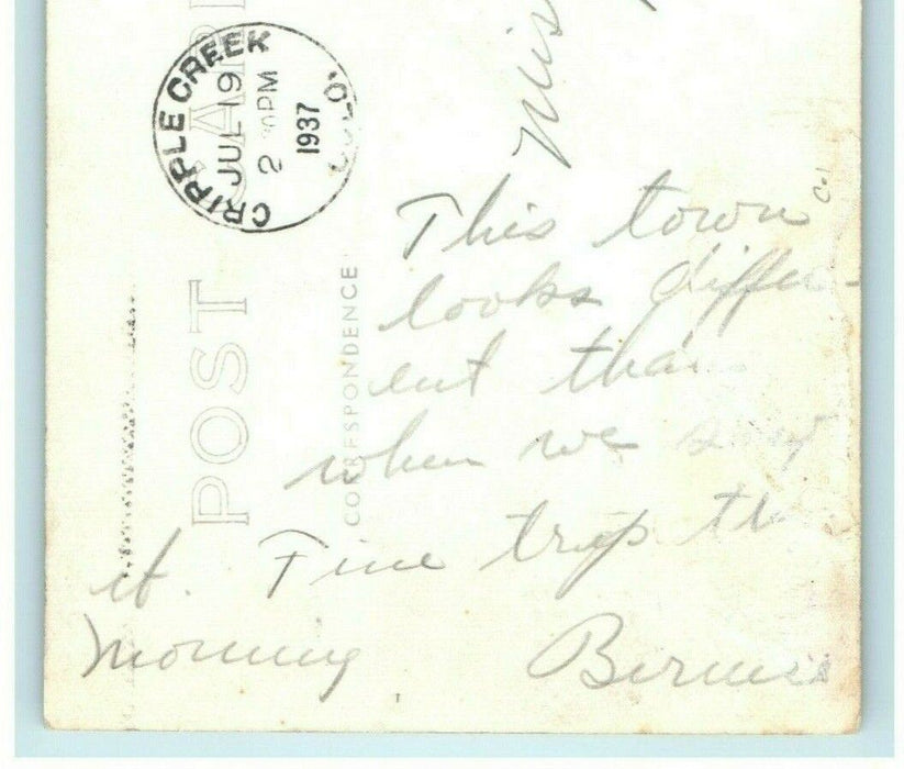 1937 Cripple Creek From Gold Hill Colorado CO Posted RPPC Photo Postcard