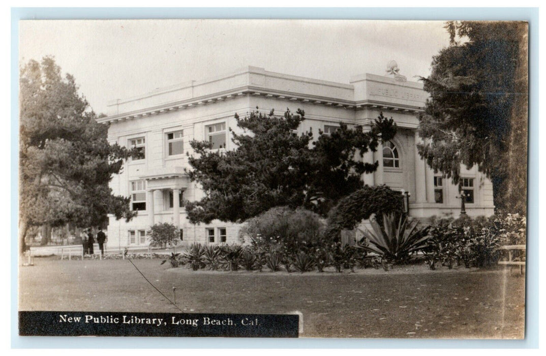c1910 New Public Library Long Beach California CA RPPC Photo Postcard