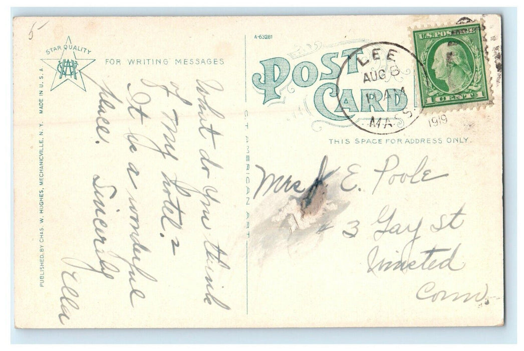 1919 The Greenock Inn Building Lee Massachusetts MA Antique Postcard