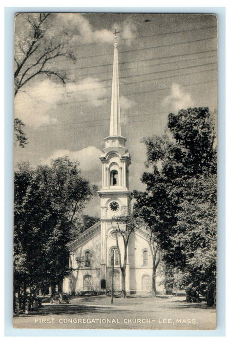 1947 First Congregational Church Lee Massachusetts MA Vintage Postcard