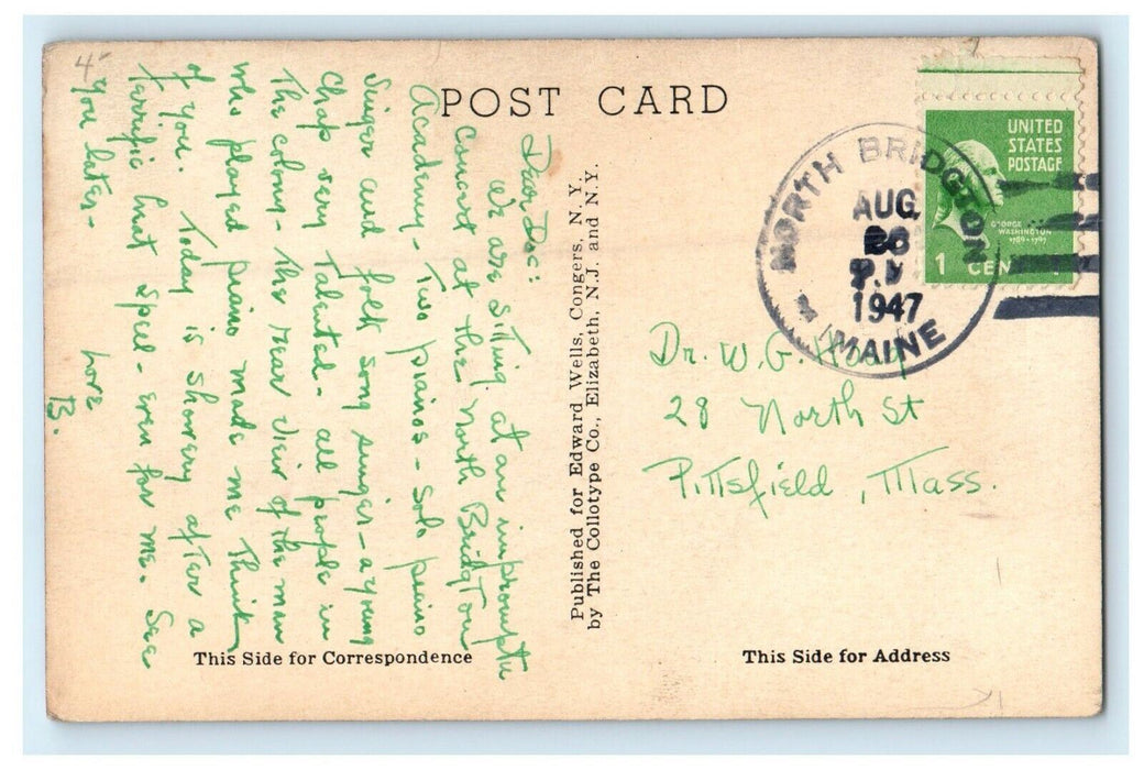 1947 First Congregational Church Lee Massachusetts MA Vintage Postcard