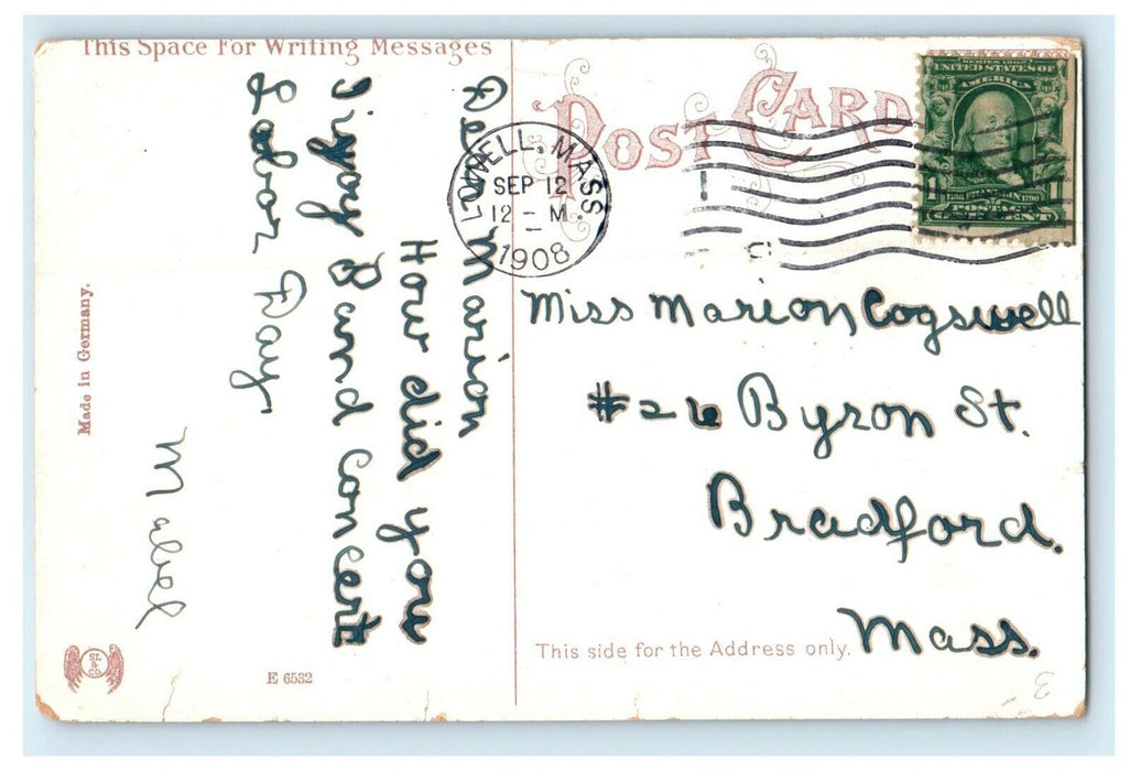 1908 View Of Merrimac River Lowell Massachusetts MA Posted Antique Postcard