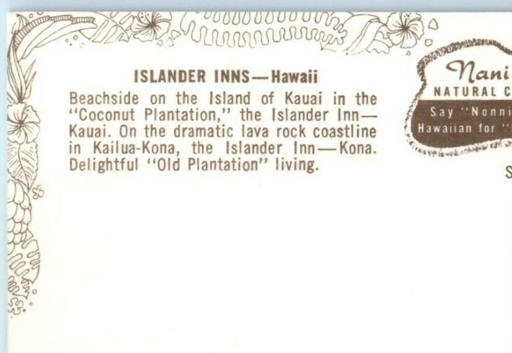 c1950's Islander Inns Swimming Pool Kauai Hawaii HI, Coconut Plantation Postcard