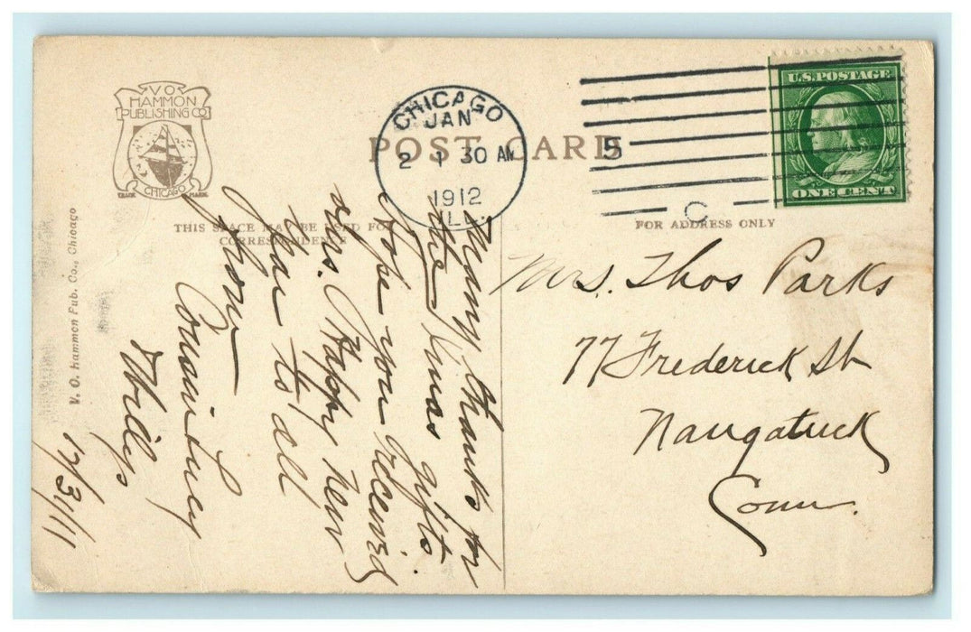 1912 Stormy Day on Lake Michigan Chicago Illinois IL Posted Antique Postcard
