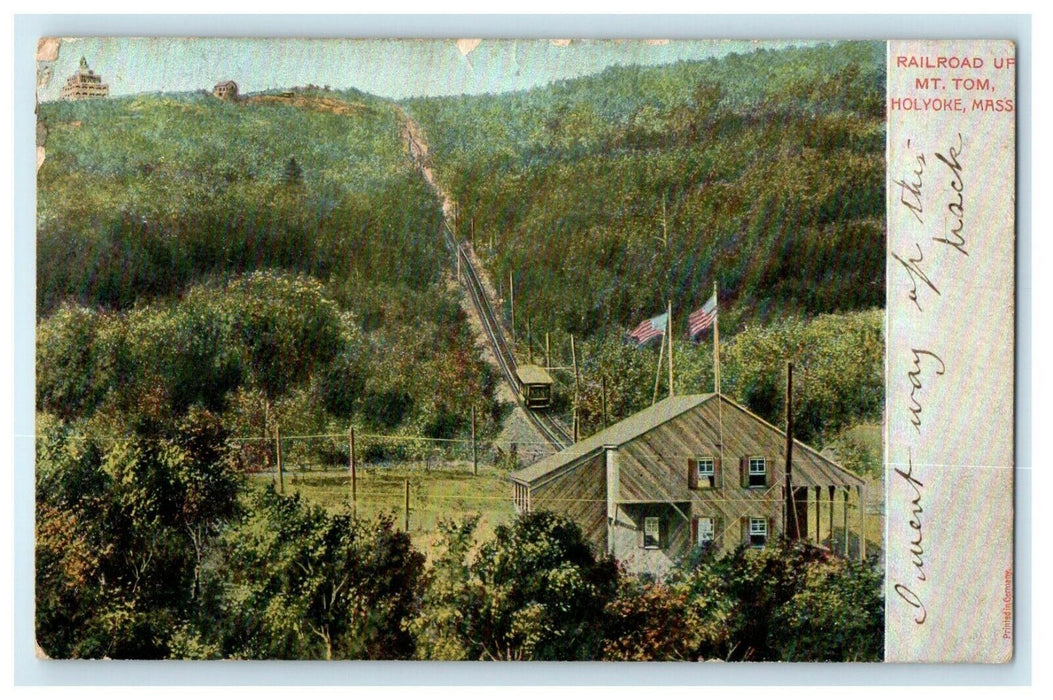 c1905 Railroad Up Mount Tom, Holyoke, Massachusetts MA Antique Postcard