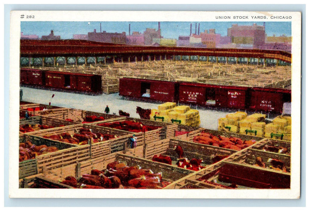 c1920s Carriage Scene, Union Stock Yards Chicago Illinois IL Unposted Postcard