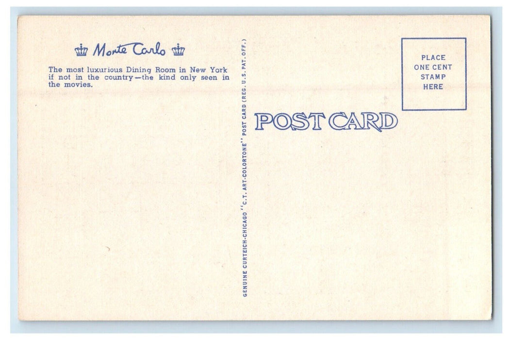 Monte Carlo Movielands Cafe Restaurant Madison Avenue New York NY Postcard