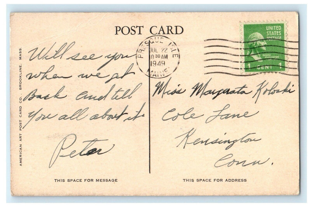 1949 The Black Bear Presque Isle Maine ME Vintage Divided Back Animal Postcard