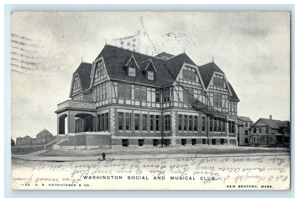 1906 Washington Social And Musical Club New Bedford Massachusetts MA Postcard