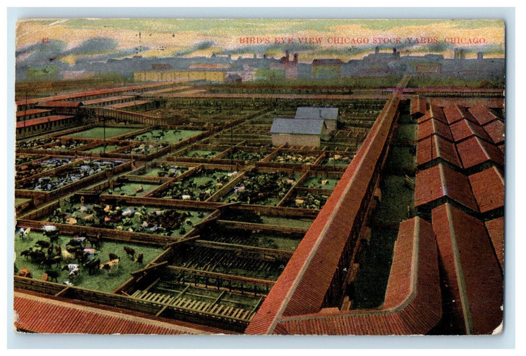 c1910 Birds Eye View Chicago Stock Yards Chicago Illinois IL Posted Postcard