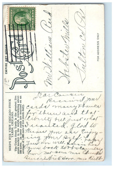 c1910 Birds Eye View Chicago Stock Yards Chicago Illinois IL Posted Postcard