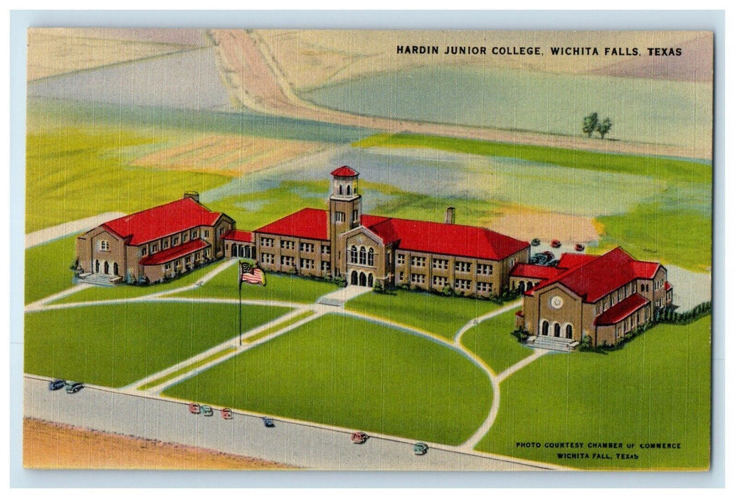 c1940's Aerial View Of Hardin College Wichita Falls Texas TX Vintage Postcard