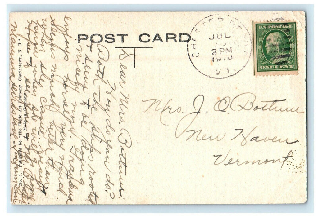 1910 The Whiting Library Building Chester Vermont VT Posted Antique Postcard