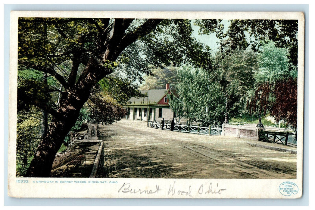 c1910 A Driveway in Burnet Woods, Cincinnati Ohio OH Antique Phostint Postcard