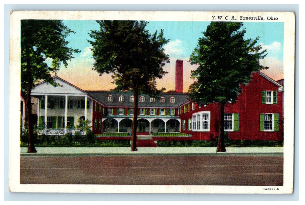 c1920s YWCA View from Road Zanesville, Ohio OH Antique Unposted Postcard