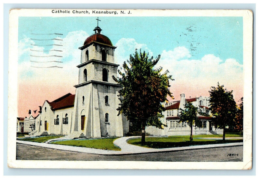 1927 The Catholic Church Keansburg New Jersey NJ Posted Vintage Postcard