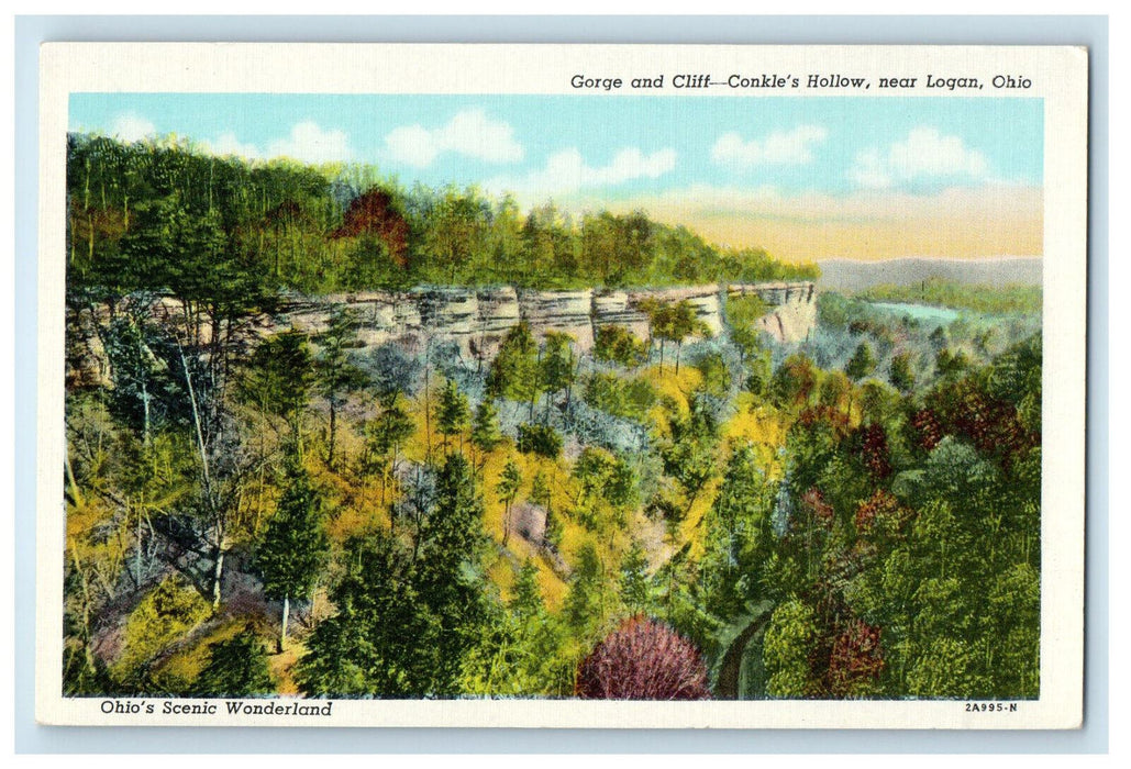 c1920s Gorge and Cliff, Conkle's Hallow Near Logan Ohio OH Unposted Postcard