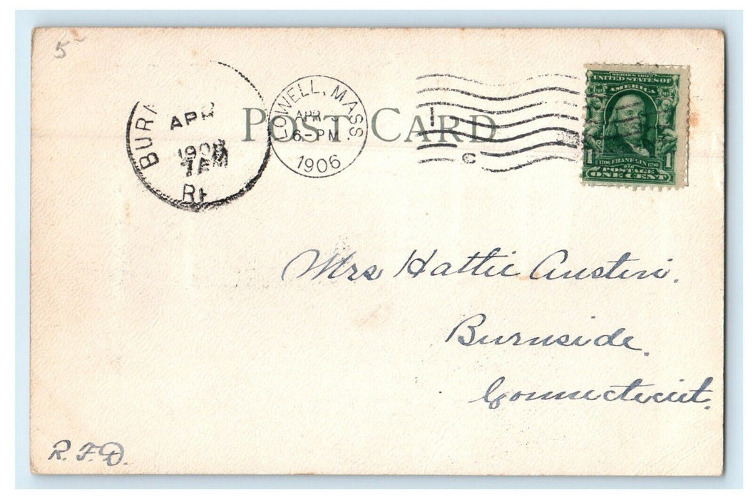 1906 Lowell Massachusetts MA, Textile School Building Antique Glitter Postcard
