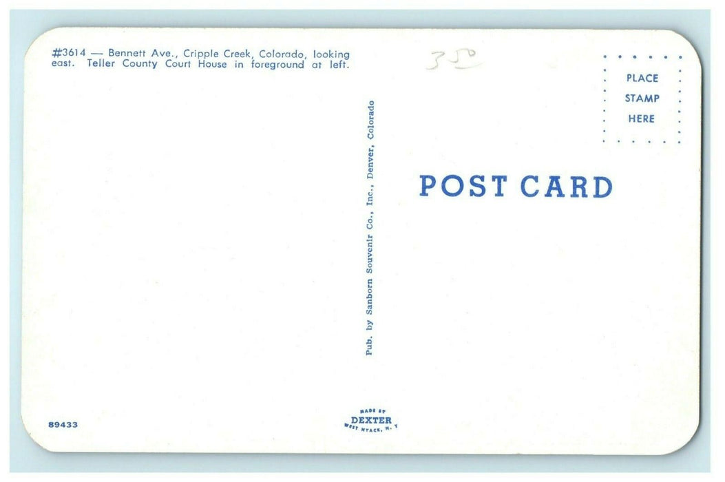 c1960's Bennett Ave. Cripple Creek Colorado CO Teller Court House Postcard