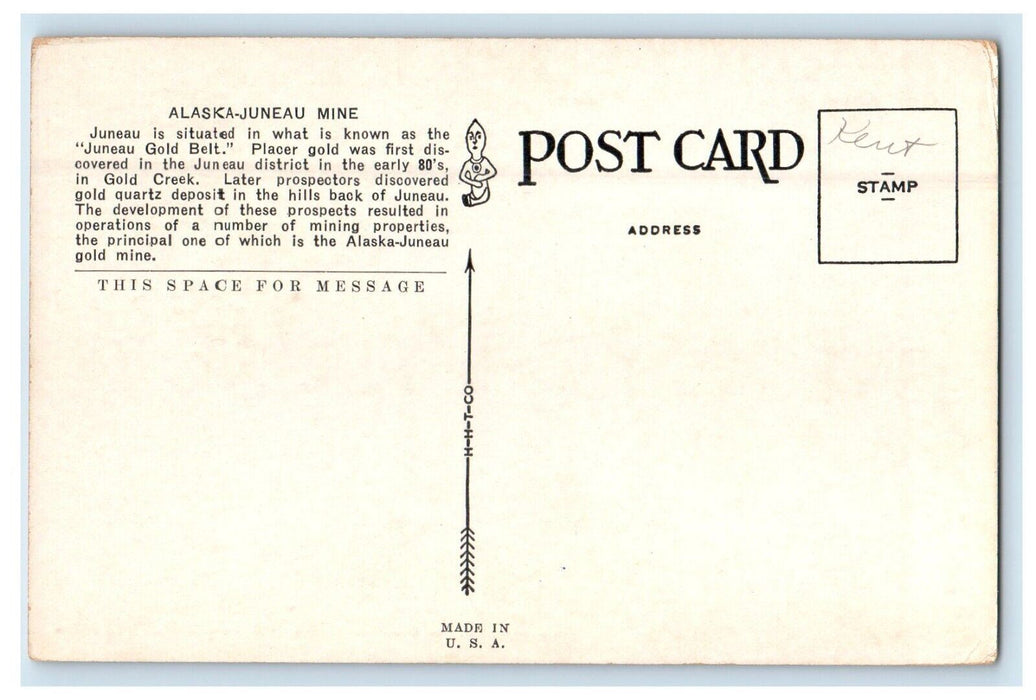 c1930's Alaska Juneau Mine And Juneau Alaska AK Unposted Vintage Postcard