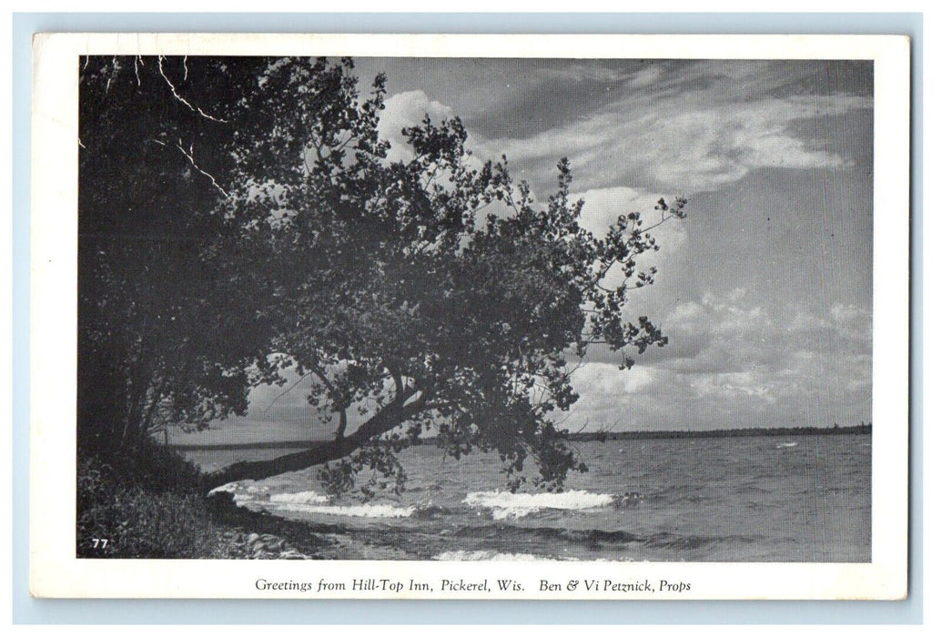 Greetings From Hill Top Inn Pickerel Wisconsin WI Unposted Vintage Postcard