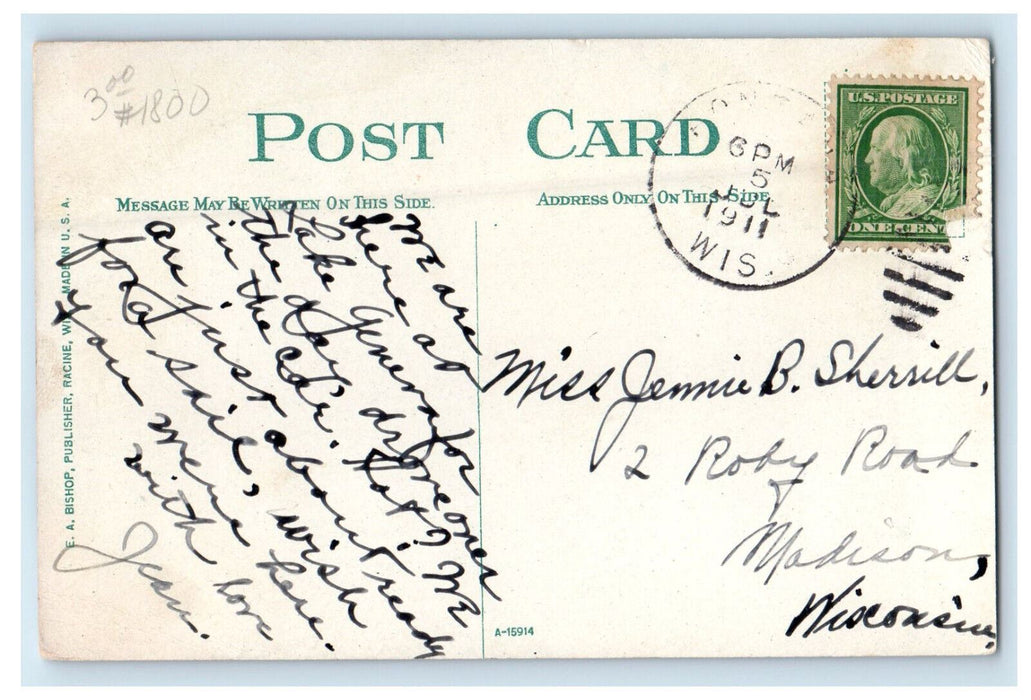 1911 Administration Building YMCA Lake Geneva Wisconsin WI Antique Postcard