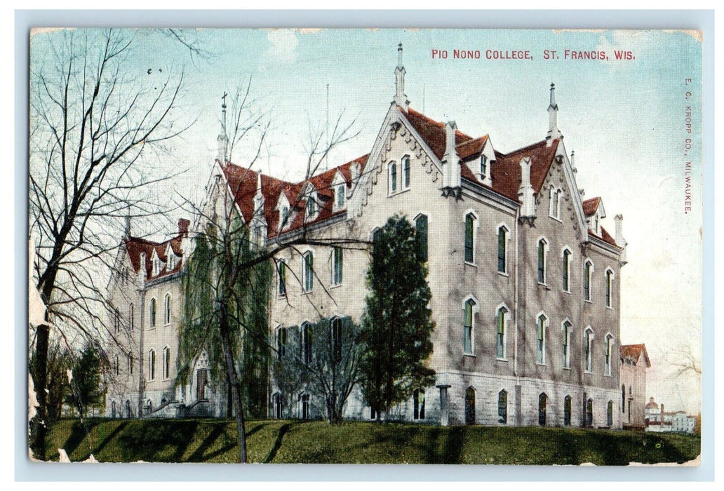 1911 Pio Nono College Building St. Francis Wisconsin WI Antique Postcard