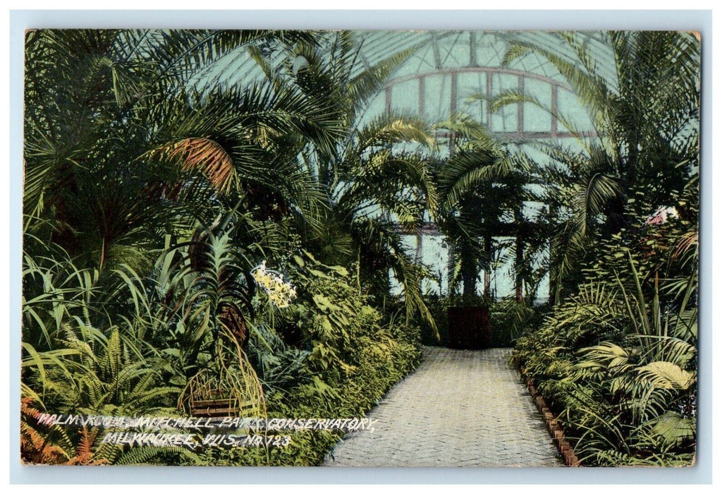 1909 Palm Room Michell Park Conservatory Milwaukee Wisconsin WI Antique Postcard
