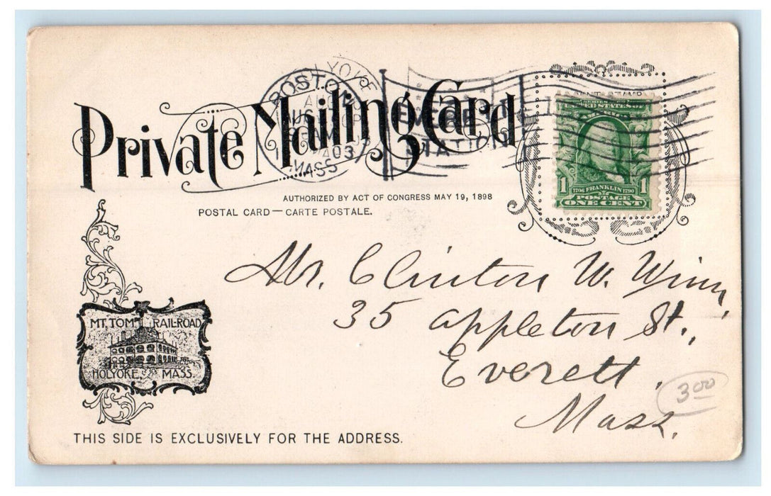 1903 Summit House, Mt Tom Holyoke, Massachusetts MA Posted PMC Postcard