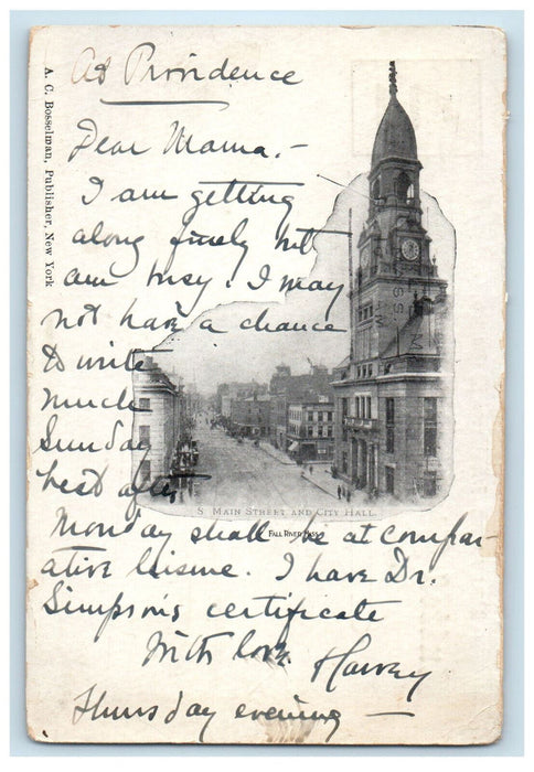 1904 S Main Street and City Hall, Fall River Massachusetts MA PMC Postcard
