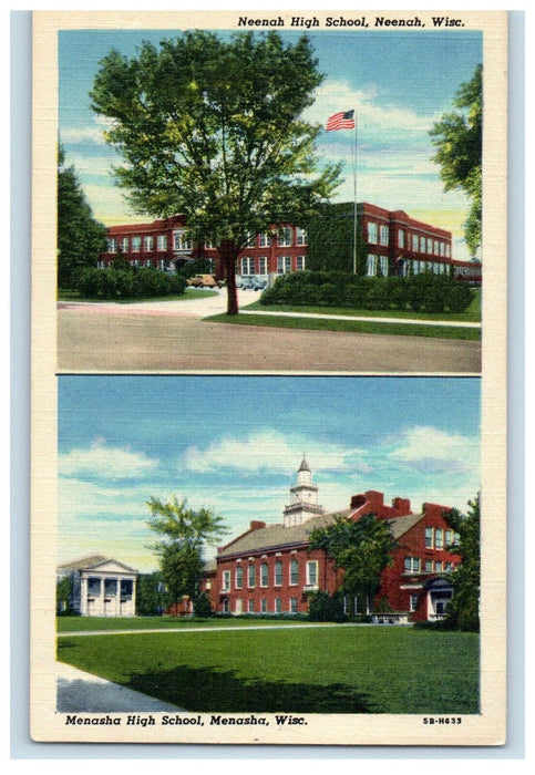 Neenah High School And Menasha High School Menasha Wisconsin WI Postcard