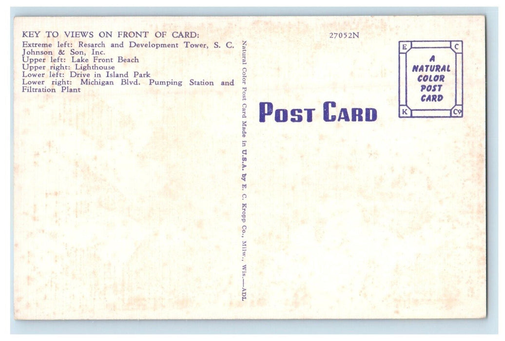 Greetings From Racine Wisconsin WI, Multiview Vintage Postcard