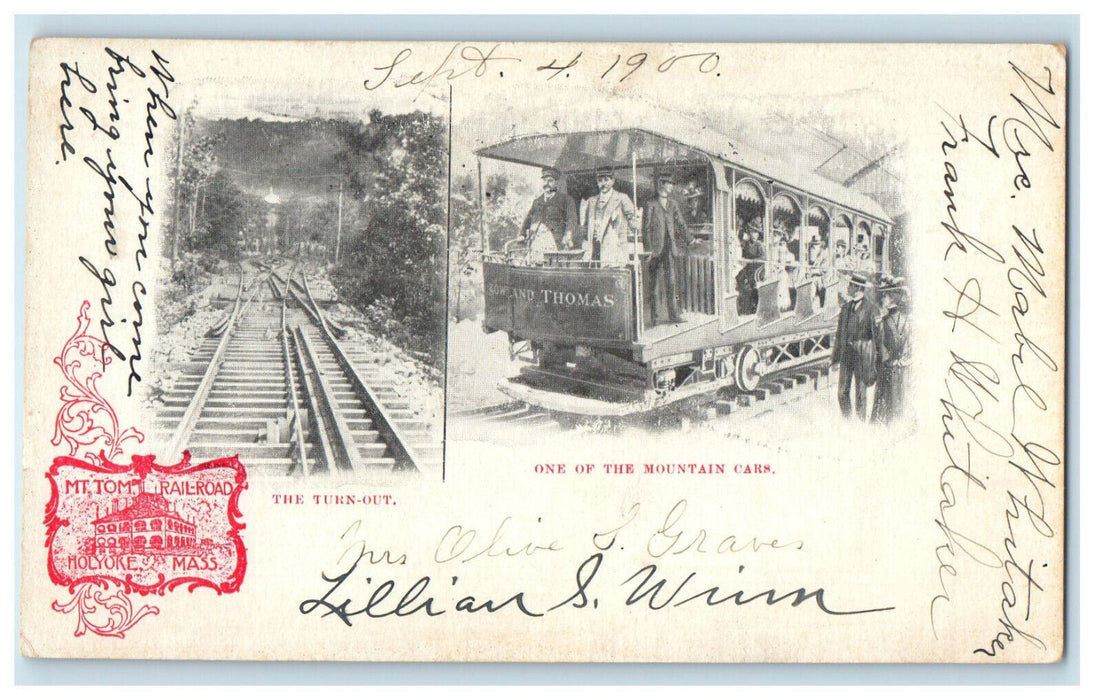 1900 Mt Tom Railroad Holyoke Massachusetts MA Posted Antique PMC Postcard