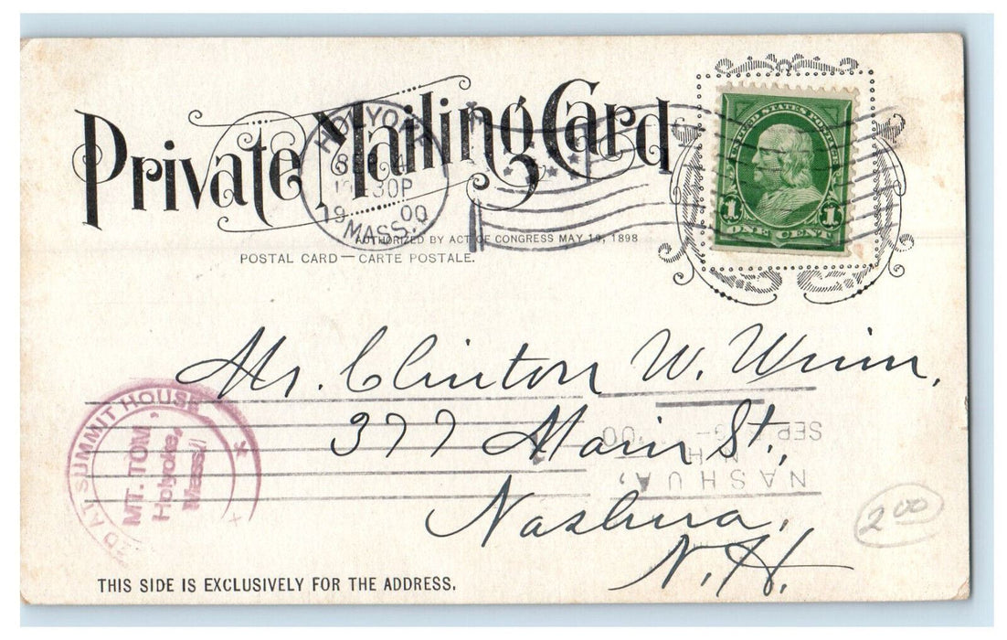 1900 Mt Tom Railroad Holyoke Massachusetts MA Posted Antique PMC Postcard