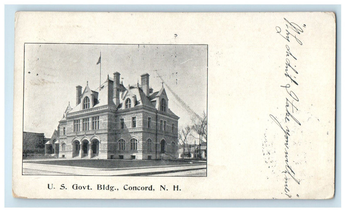 1904 US Govt. Building Concord New Hampshire NH Lowell MA Posted PMC Postcard