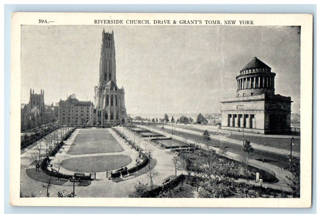 c1920s Riverside Church Drive & Grants Tomb New York NY Unposted Postcard