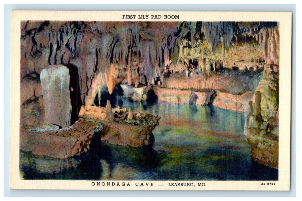 c1940's The Lily Pad Room Onondaga Cave Leasburg Missouri MO Vintage Postcard