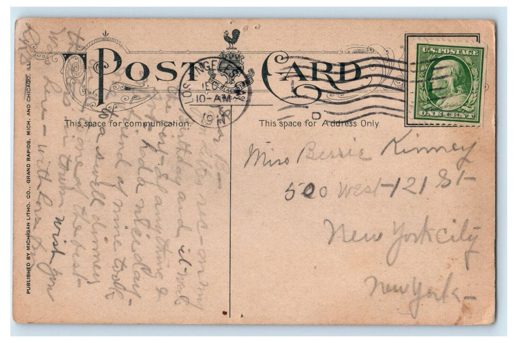 1911 Lobby Showing Stairs to Main Restaurant, The Blackstone Chicago IL Postcard