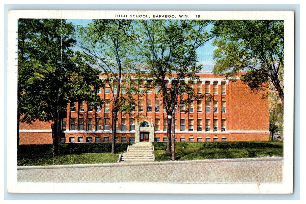 1957 High School Building Baraboo Wisconsin WI Posted Vintage Postcard