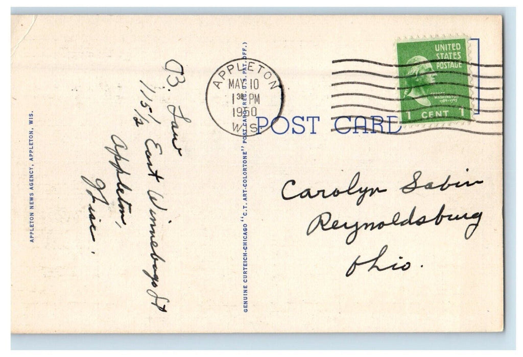 1950 Lawrence College Campus View Russell Sage Dormitory Appleton WI Postcard