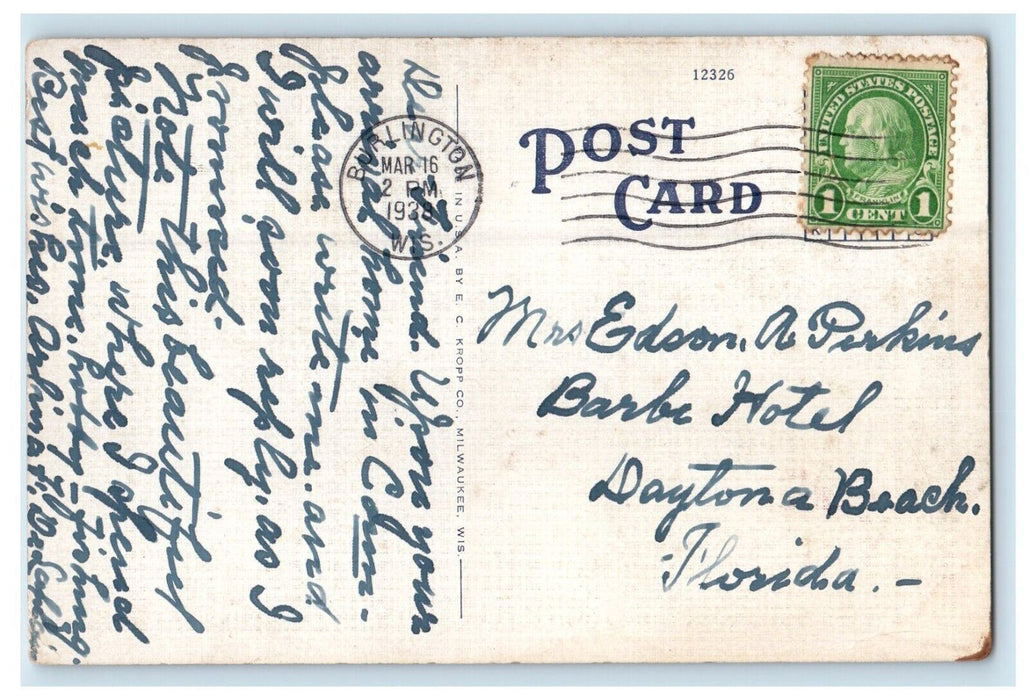 1938 Weygand's Peninsula Resort Browns Lake Burlington Wisconsin WI Postcard