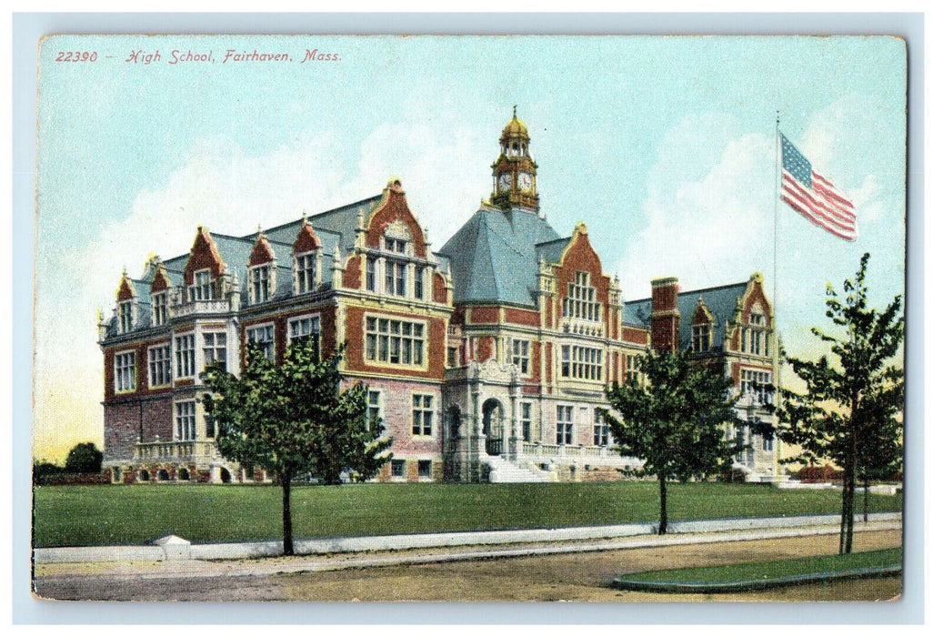 c1910 High School Fairhaven Massachusetts MA Unposted Antique Postcard