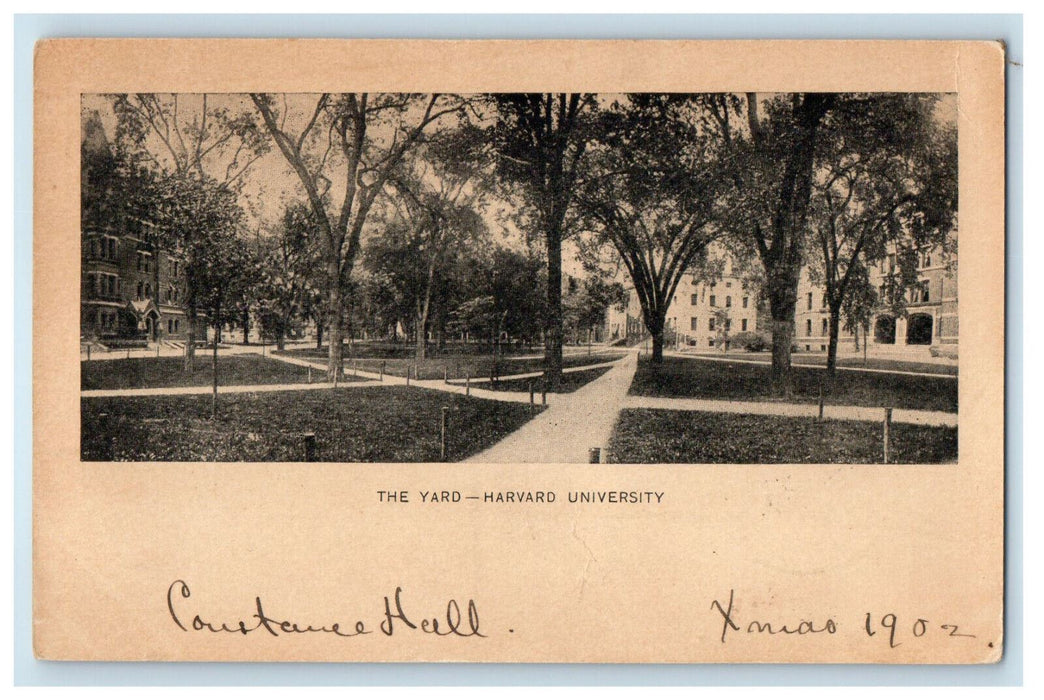 1902 The Yard Harvard University Cambridge MA New Haven VT Cancel Postcard