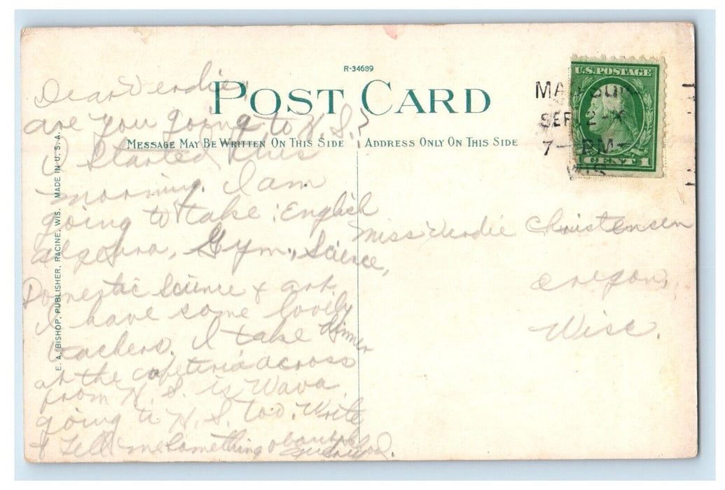 c1910's Night Scene C.M. & St. Paul Bridge Railway Kilbourn WI Antique Postcard