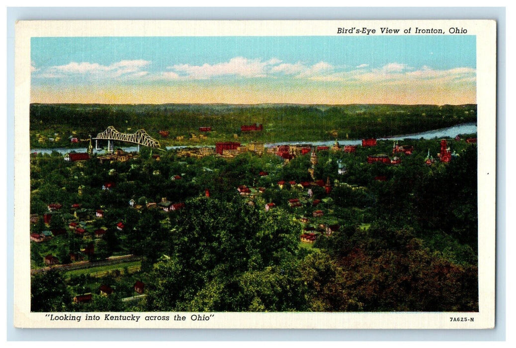 c1940's Bird's Eye View Of Ironton Ohio OH Unposted Vintage Postcard