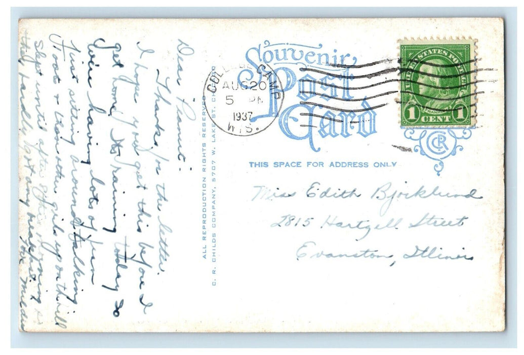 1937 Tent Life College Camp On Lake Geneva Wisconsin WI Vintage Postcard